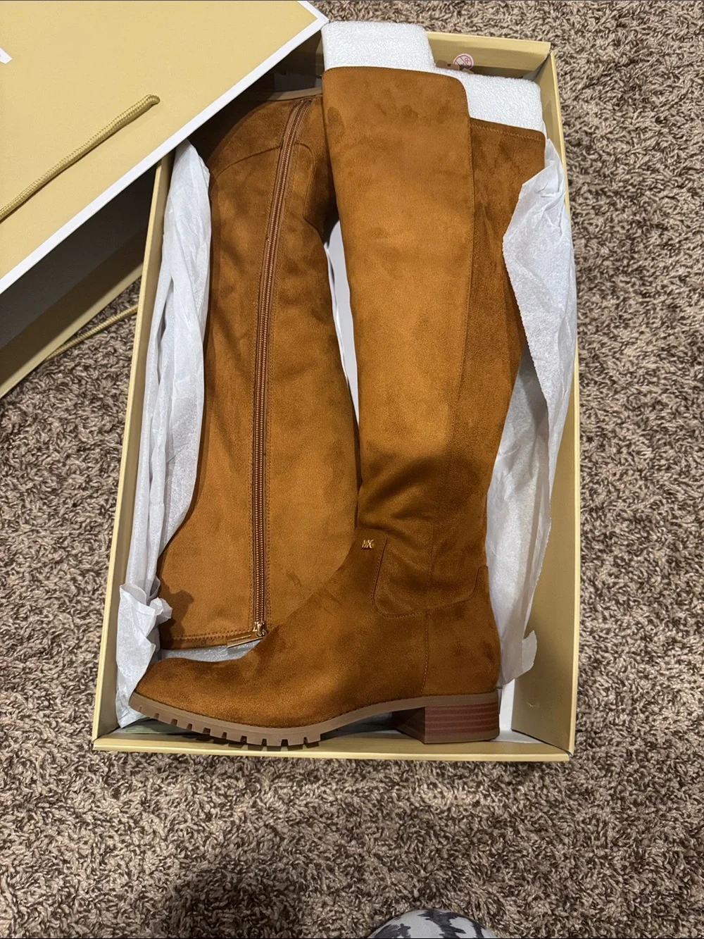 Michael Kors Cognac Suede Knee-High Boots